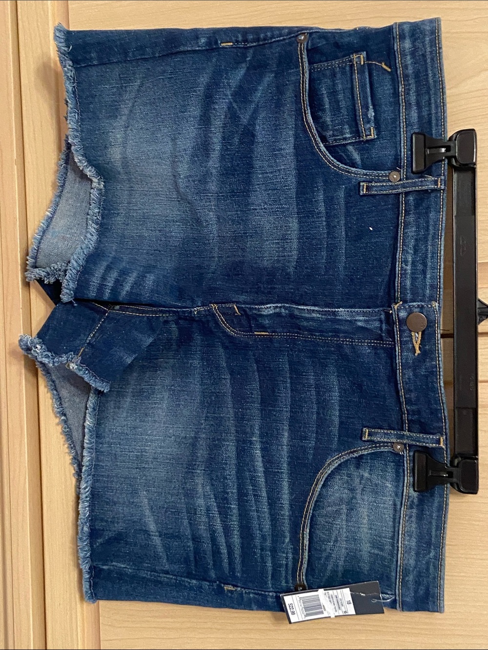 Mossimo Supply Co. Raw Hem Dark Blue Denim Shorts